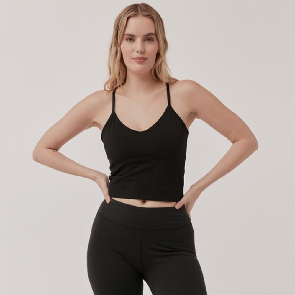 Shelf Bra Cropped Camisole - Black (L)